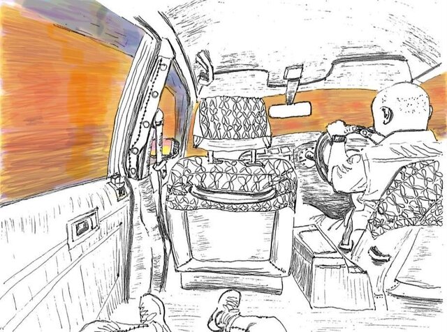 五月女さんが搬送時のタクシーの中で（病院で描いたスケッチ）